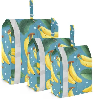 SPRIPORT Banana Leaves Blue 3 Set Compression Packing Cubes for Travel Lightweight Luggage Organizer Bags for Carry on Suitcase Travel Essentials for Man Woman Clothes