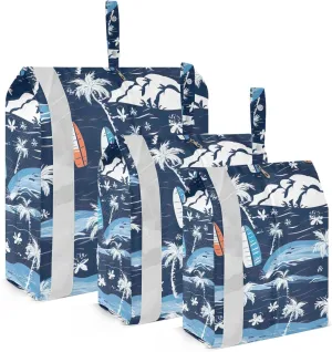 SPRIPORT Beach Coconut Tree Sailboat 3 Set Compression Packing Cubes for Travel Lightweight Luggage Organizer Bags for Carry on Suitcase Travel Cubes for Woman Man Vacation Clothes