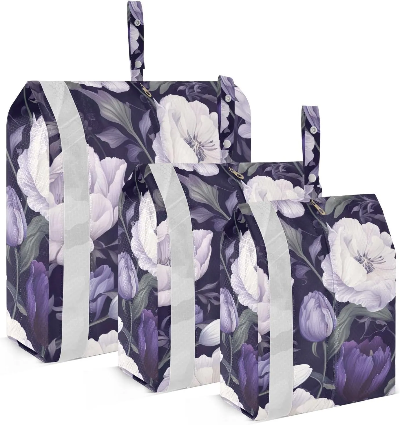 SPRIPORT Beautiful Leaves Purple Flower 3 Set Compression Packing Cubes for Travel Lightweight Luggage Organizer Bags for Carry on Suitcase Travel Accessories for Woman Man Clothes Vacation