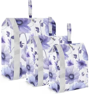 SPRIPORT Beautiful Purple Florals 3 Set Compression Packing Cubes for Travel Lightweight Luggage Organizer Bags for Carry on Suitcase Travel Accessories for Woman Man Vacation Clothes