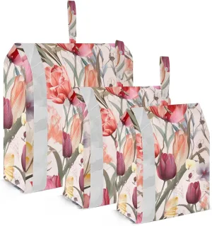 SPRIPORT Beautiful Tulips Flowers 3 Set Compression Packing Cubes for Travel Lightweight Luggage Organizer Bags for Carry on Suitcase Travel Storage Bags for Vacation Woman Man Clothes