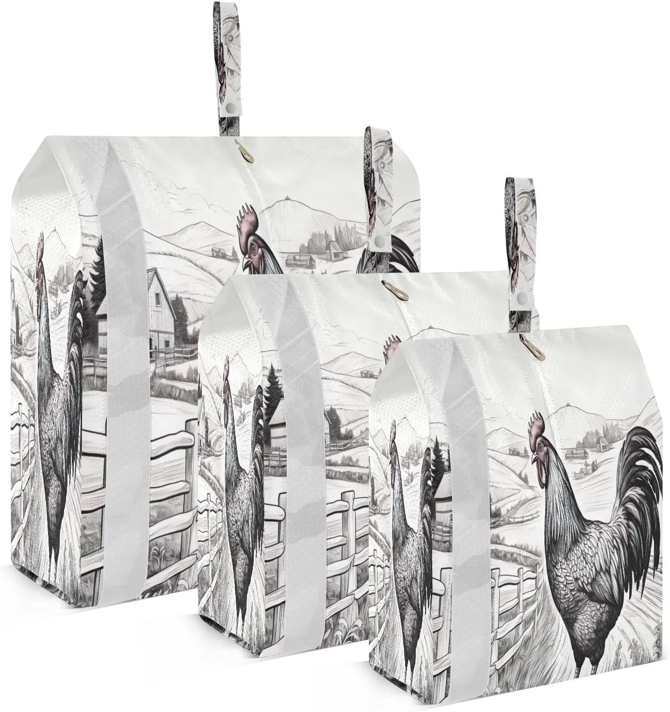 SPRIPORT Black Farmhouse Rooster 3 Set Compression Packing Cubes for Travel Lightweight Luggage Organizer Bags for Carry on Suitcase Travel Storage Bags for Vacation Woman Man Clothes