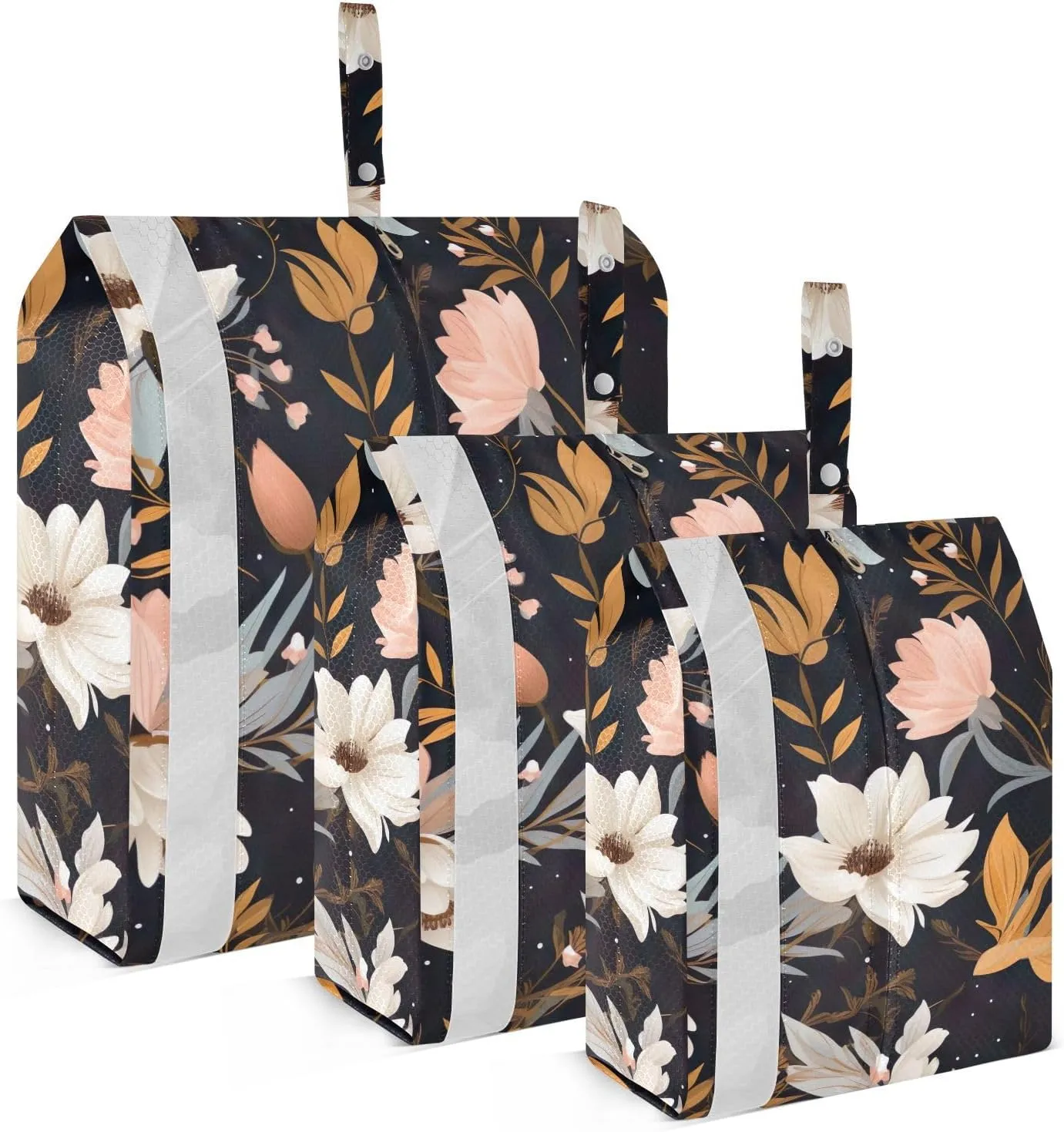 SPRIPORT Black Floral 3 Set Compression Packing Cubes for Travel Lightweight Luggage Organizer Bags for Carry on Suitcase Luggage Cubes for Vacation Man Woman Clothes