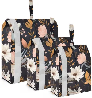 SPRIPORT Black Floral 3 Set Compression Packing Cubes for Travel Lightweight Luggage Organizer Bags for Carry on Suitcase Luggage Cubes for Vacation Man Woman Clothes