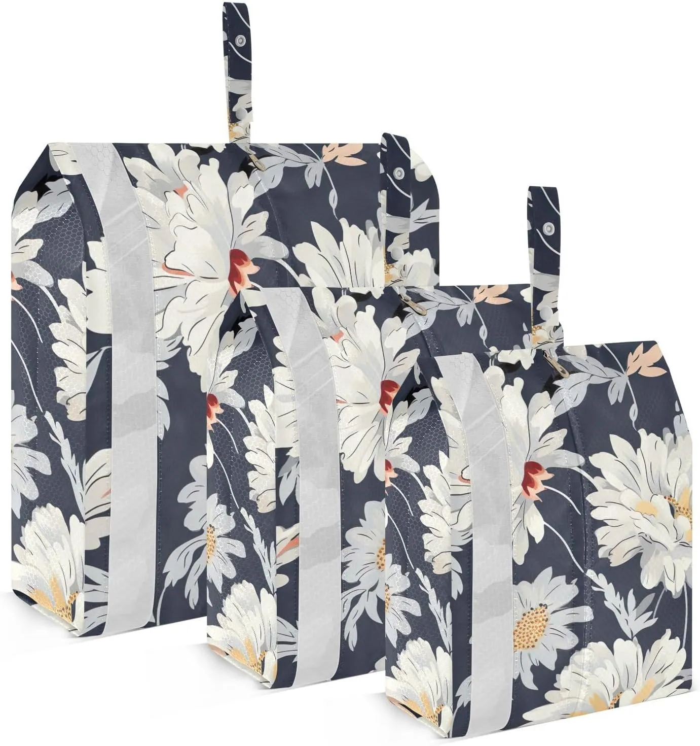 SPRIPORT Black Floral Flowers 3 Set Compression Packing Cubes for Travel Lightweight Luggage Organizer Bags for Carry on Suitcase Travel Cubes for Woman Man Vacation Clothes