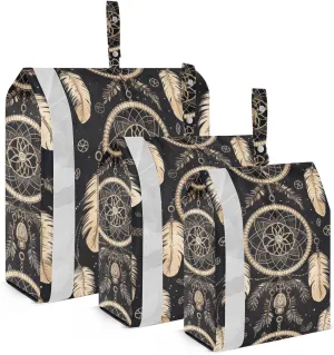 SPRIPORT Black Gold Dream Catcher 3 Set Compression Packing Cubes for Travel Lightweight Luggage Organizer Bags for Carry on Suitcase Travel Essentials for Vacation Man Woman Clothes