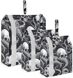 SPRIPORT Black Skull Octopus 3 Set Compression Packing Cubes for Travel Lightweight Luggage Organizer Bags for Carry on Suitcase Travel Cubes for Woman Man Vacation Clothes