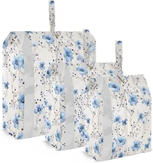 SPRIPORT Blue Beautiful Floral 3 Set Compression Packing Cubes for Travel Lightweight Luggage Organizer Bags for Carry on Suitcase Travel Storage Bags for Woman Man Clothes