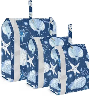 SPRIPORT Blue Starfish Funny 3 Set Compression Packing Cubes for Travel Lightweight Luggage Organizer Bags for Carry on Suitcase Travel Accessories for Man Woman Clothes Vacation