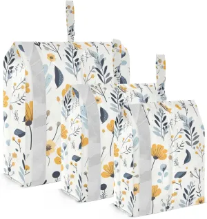 SPRIPORT Blue Yellow Flowers 3 Set Compression Packing Cubes for Travel Lightweight Luggage Organizer Bags for Carry on Suitcase Travel Accessories for Woman Man Vacation Clothes