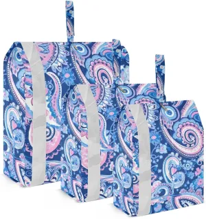 SPRIPORT Boho Paisley Flowers 3 Set Compression Packing Cubes for Travel Lightweight Luggage Organizer Bags for Carry on Suitcase Luggage Cubes for Woman Man Clothes