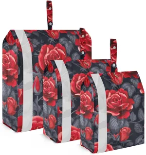 SPRIPORT Bright Red Roses 3 Set Compression Packing Cubes for Travel Lightweight Luggage Organizer Bags for Carry on Suitcase Travel Cubes for Woman Man Vacation Clothes