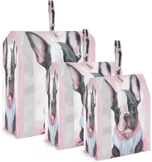 SPRIPORT Bulldog Dog Pink 3 Set Compression Packing Cubes for Travel Lightweight Luggage Organizer Bags for Carry on Suitcase Luggage Cubes for Vacation Woman Man Clothes