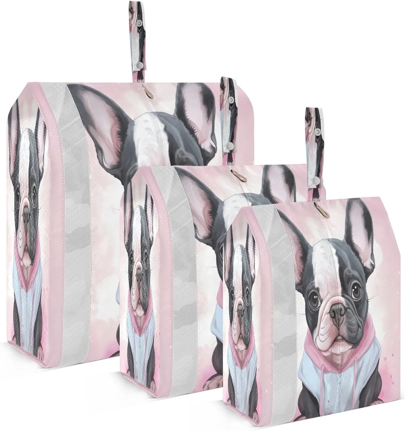 SPRIPORT Bulldog Dog Pink 3 Set Compression Packing Cubes for Travel Lightweight Luggage Organizer Bags for Carry on Suitcase Luggage Cubes for Vacation Woman Man Clothes