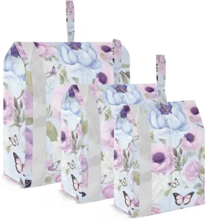 SPRIPORT Butterfly Flowers Blue 3 Set Compression Packing Cubes for Travel Lightweight Luggage Organizer Bags for Carry on Suitcase Travel Accessories for Man Woman Clothes Vacation