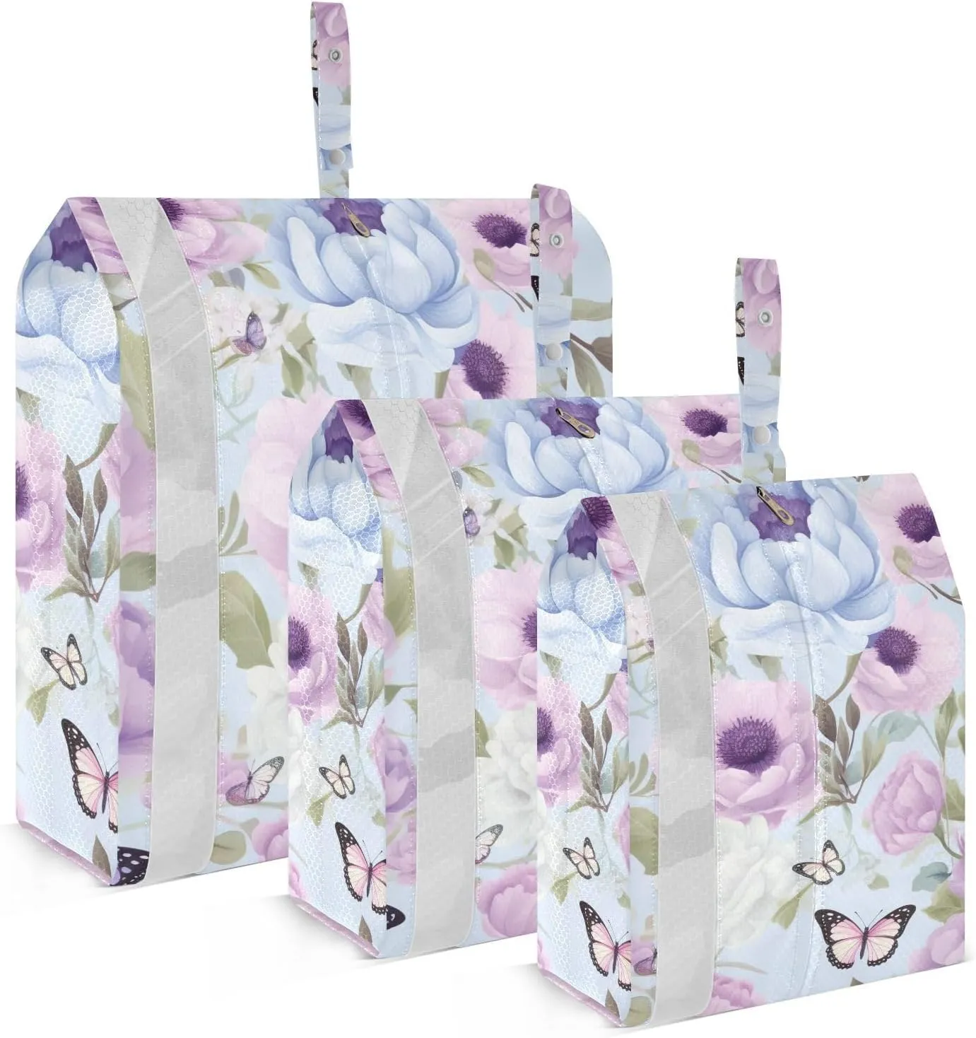 SPRIPORT Butterfly Flowers Blue 3 Set Compression Packing Cubes for Travel Lightweight Luggage Organizer Bags for Carry on Suitcase Travel Accessories for Man Woman Clothes Vacation