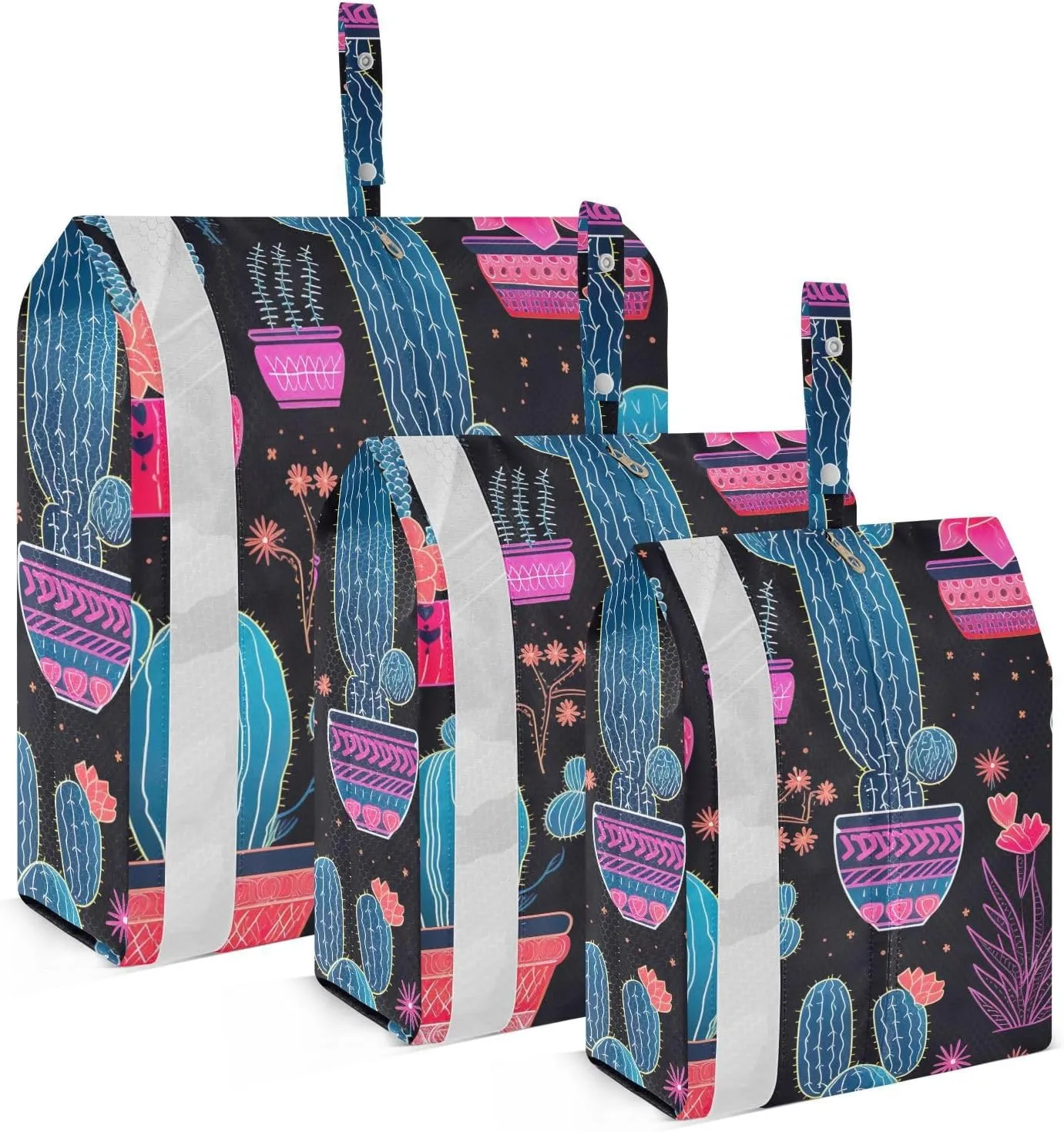 SPRIPORT Cactus Blue Black 3 Set Compression Packing Cubes for Travel Lightweight Luggage Organizer Bags for Carry on Suitcase Travel Storage Bags for Man Woman Vacation Clothes