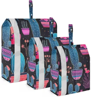 SPRIPORT Cactus Blue Black 3 Set Compression Packing Cubes for Travel Lightweight Luggage Organizer Bags for Carry on Suitcase Travel Storage Bags for Man Woman Vacation Clothes