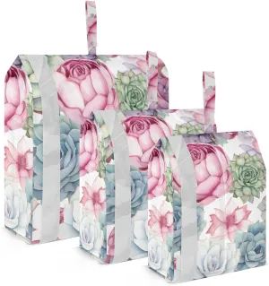 SPRIPORT Cactus Colorful Flowers 3 Set Compression Packing Cubes for Travel Lightweight Luggage Organizer Bags for Carry on Suitcase Travel Essentials for Woman Man Vacation Clothes