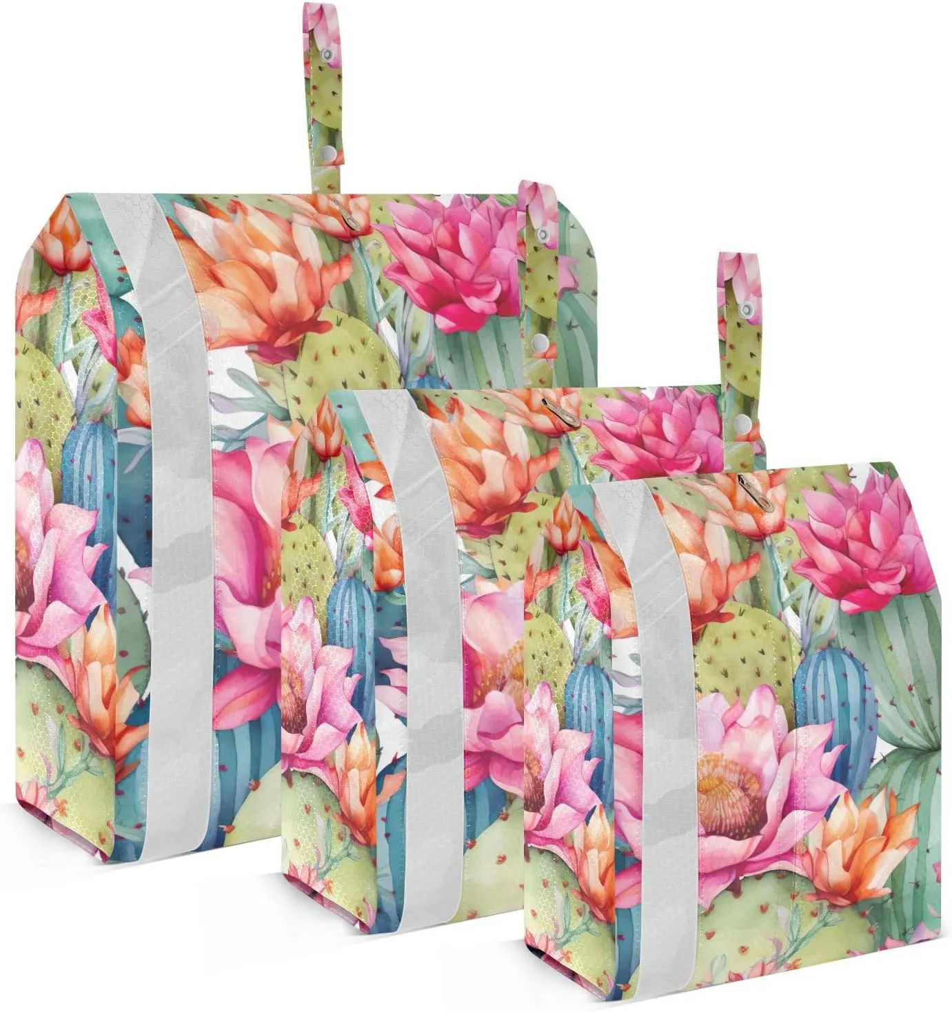 SPRIPORT Cactus Flower Pink 3 Set Compression Packing Cubes for Travel Lightweight Luggage Organizer Bags for Carry on Suitcase Travel Essentials for Vacation Woman Man Clothes