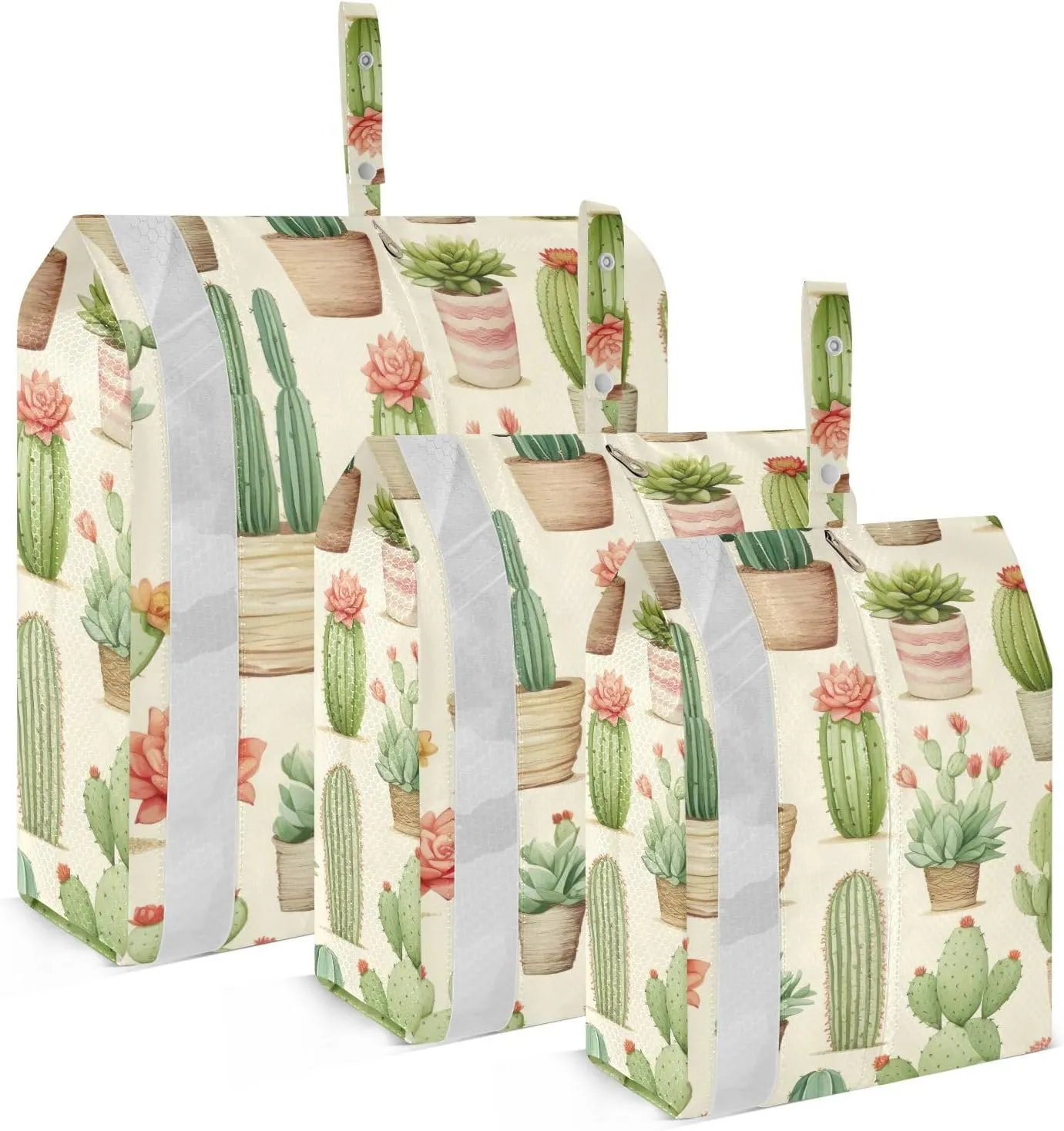 SPRIPORT Cactus Succulents Flowers 3 Set Compression Packing Cubes for Travel Lightweight Luggage Organizer Bags for Carry on Suitcase Travel Storage Bags for Vacation Man Woman Clothes