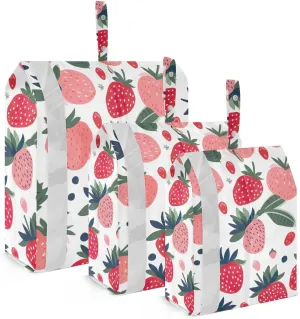 SPRIPORT Cartoon Flower Strawberries 3 Set Compression Packing Cubes for Travel Lightweight Luggage Organizer Bags for Carry on Suitcase Travel Storage Bags for Woman Man Clothes Vacation