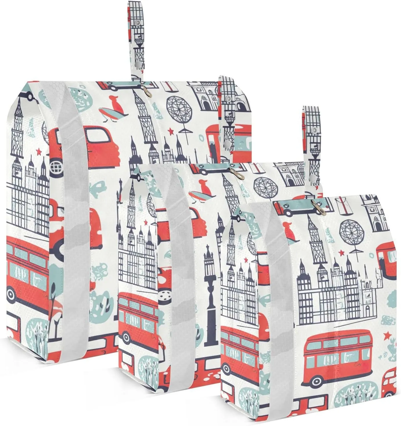 SPRIPORT Cartoon London Items Bus 3 Set Compression Packing Cubes for Travel Lightweight Luggage Organizer Bags for Carry on Suitcase Travel Storage Bags for Woman Man Clothes Vacation