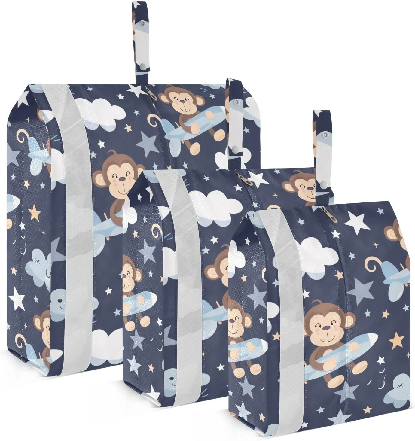 SPRIPORT Cartoon Monkeys 3 Set Compression Packing Cubes for Travel Lightweight Luggage Organizer Bags for Carry on Suitcase Travel Accessories for Woman Man Clothes Vacation