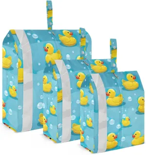 SPRIPORT Cartoon Yellow Rubber Ducks 3 Set Compression Packing Cubes for Travel Lightweight Luggage Organizer Bags for Carry on Suitcase Travel Cubes for Woman Man Clothes Vacation