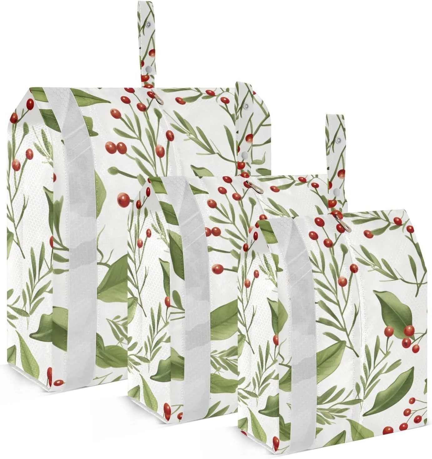 SPRIPORT Christmas Holly Branches 3 Set Compression Packing Cubes for Travel Lightweight Luggage Organizer Bags for Carry on Suitcase Travel Cubes for Woman Man Vacation Clothes
