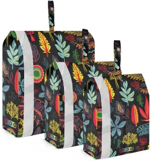 SPRIPORT Colorful Black Floral 3 Set Compression Packing Cubes for Travel Lightweight Luggage Organizer Bags for Carry on Suitcase Travel Storage Bags for Man Woman Vacation Clothes