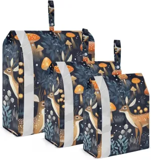 SPRIPORT Colorful Deers Mushrooms 3 Set Compression Packing Cubes for Travel Lightweight Luggage Organizer Bags for Carry on Suitcase Luggage Cubes for Woman Man Vacation Clothes