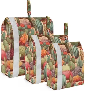 SPRIPORT Colorful Flower Cactus 3 Set Compression Packing Cubes for Travel Lightweight Luggage Organizer Bags for Carry on Suitcase Travel Essentials for Man Woman Vacation Clothes