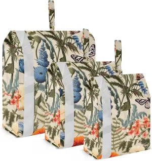 SPRIPORT Colorful Flowers Butterfly 3 Set Compression Packing Cubes for Travel Lightweight Luggage Organizer Bags for Carry on Suitcase Travel Storage Bags for Man Woman Vacation Clothes