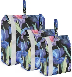 SPRIPORT Colorful Flowers Leaves Black 3 Set Compression Packing Cubes for Travel Lightweight Luggage Organizer Bags for Carry on Suitcase Travel Cubes for Woman Man Clothes Vacation