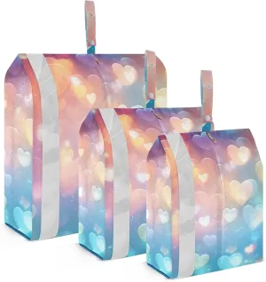 SPRIPORT Colorful Hearts Shiny 3 Set Compression Packing Cubes for Travel Lightweight Luggage Organizer Bags for Carry on Suitcase Travel Storage Bags for Vacation Woman Man Clothes