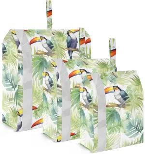 SPRIPORT Colorful Tropical Palm Birds 3 Set Compression Packing Cubes for Travel Lightweight Luggage Organizer Bags for Carry on Suitcase Travel Accessories for Vacation Woman Man Clothes