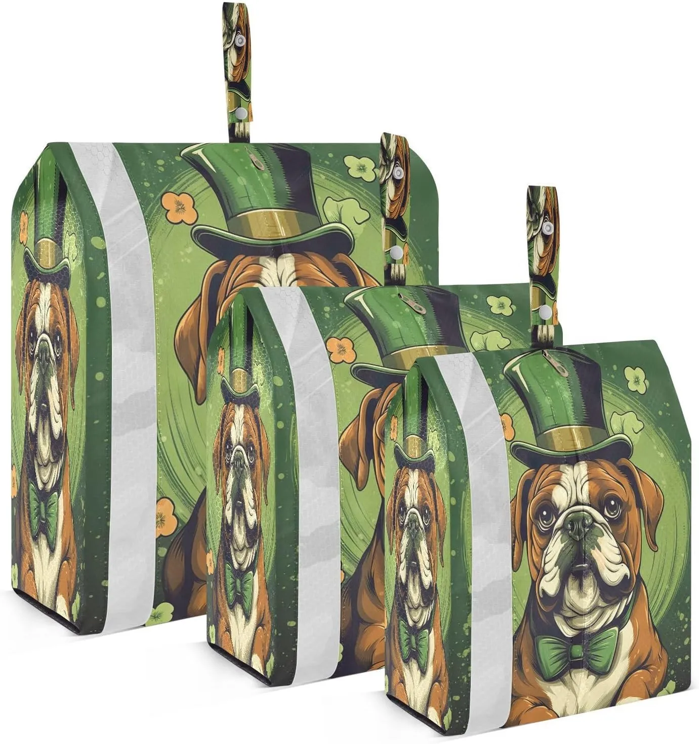 SPRIPORT Cute Bulldogs Irish Flower 3 Set Compression Packing Cubes for Travel Lightweight Luggage Organizer Bags for Carry on Suitcase Travel Cubes for Woman Man Vacation Clothes