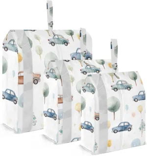 SPRIPORT Cute Cartoon Car Tree White 3 Set Compression Packing Cubes for Travel Lightweight Luggage Organizer Bags for Carry on Suitcase Travel Essentials for Man Woman Clothes Vacation