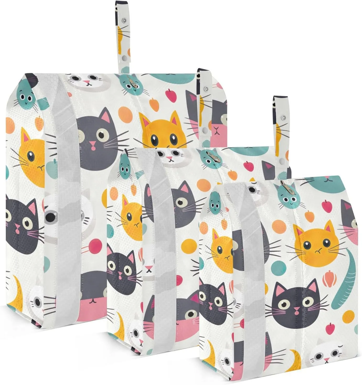 SPRIPORT Cute Cat Fish 3 Set Compression Packing Cubes for Travel Lightweight Luggage Organizer Bags for Carry on Suitcase Travel Storage Bags for Woman Man Clothes Vacation