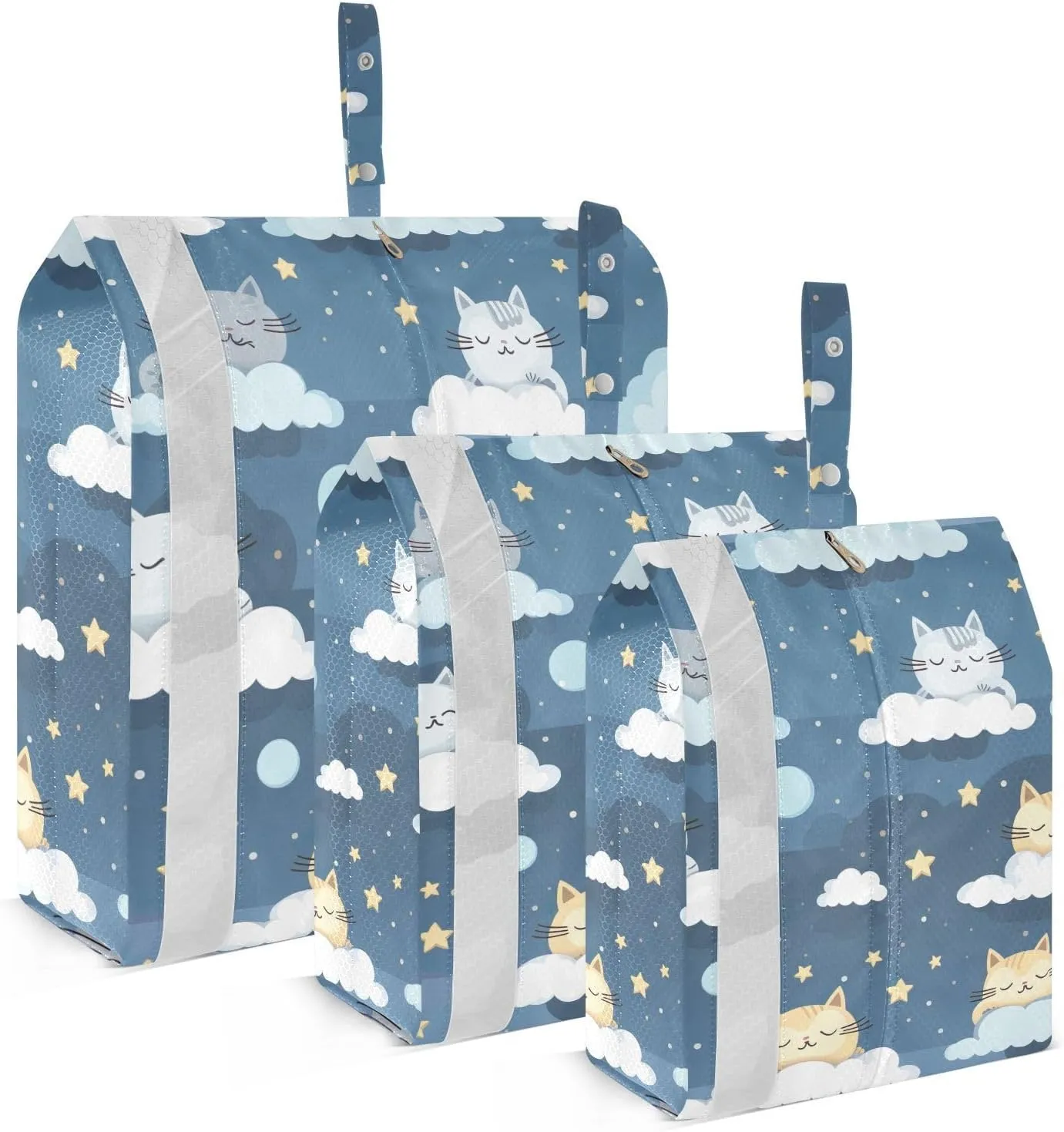 SPRIPORT Cute Cats Cloud 3 Set Compression Packing Cubes for Travel Lightweight Luggage Organizer Bags for Carry on Suitcase Travel Storage Bags for Woman Man Clothes Vacation