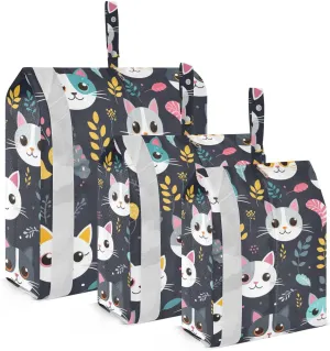 SPRIPORT Cute Cats Plant Black 3 Set Compression Packing Cubes for Travel Lightweight Luggage Organizer Bags for Carry on Suitcase Travel Accessories for Man Woman Clothes Vacation