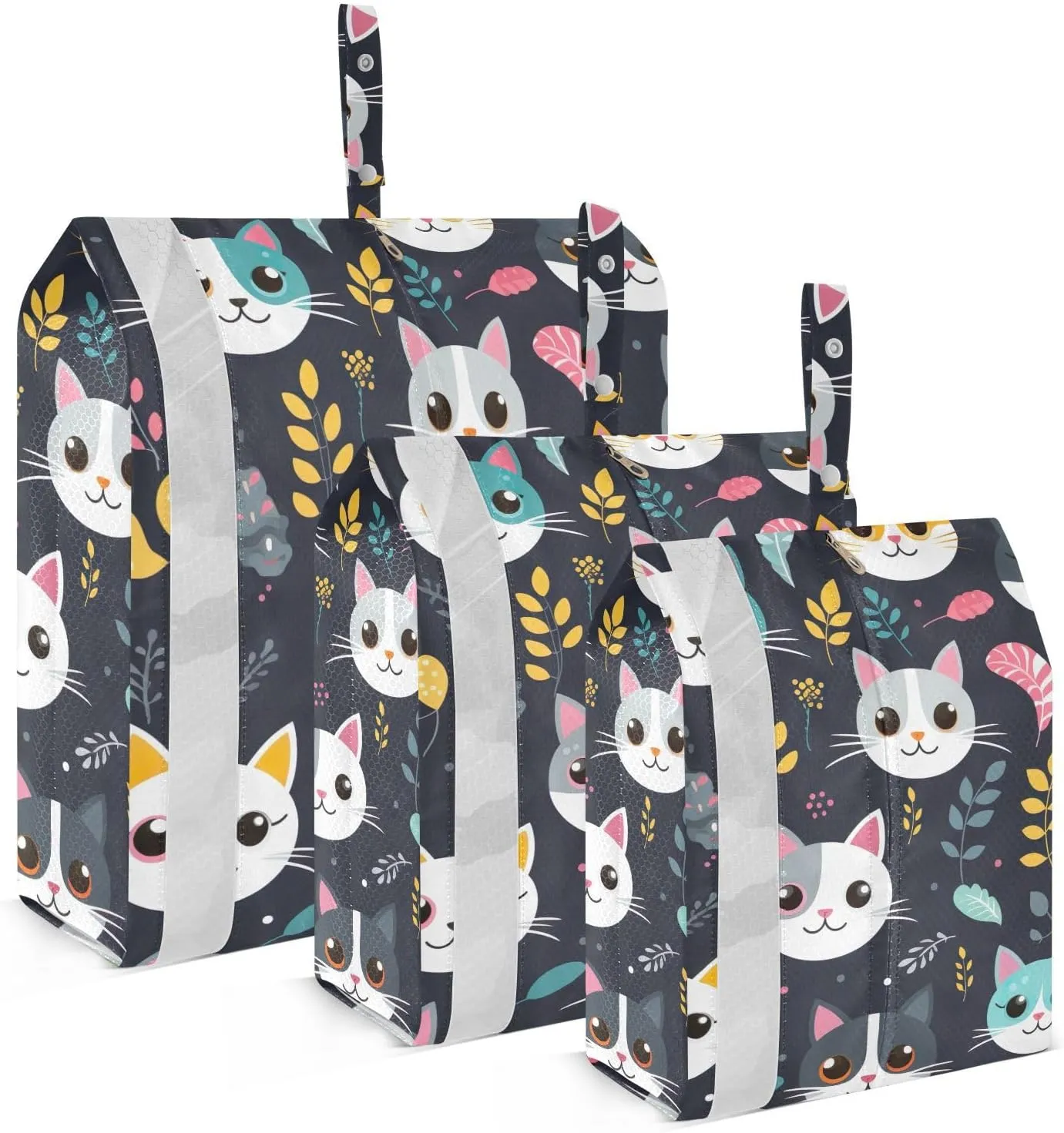 SPRIPORT Cute Cats Plant Black 3 Set Compression Packing Cubes for Travel Lightweight Luggage Organizer Bags for Carry on Suitcase Travel Accessories for Man Woman Clothes Vacation