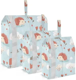SPRIPORT Cute Hedgehog Clouds 3 Set Compression Packing Cubes for Travel Lightweight Luggage Organizer Bags for Carry on Suitcase Travel Storage Bags for Vacation Man Woman Clothes