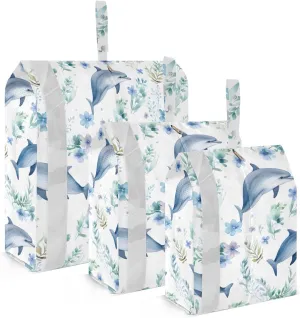 SPRIPORT Dolphins Flowers 3 Set Compression Packing Cubes for Travel Lightweight Luggage Organizer Bags for Carry on Suitcase Travel Essentials for Man Woman Clothes Vacation