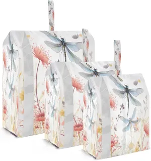 SPRIPORT Dragonflies Flowers Floral White 3 Set Compression Packing Cubes for Travel Lightweight Luggage Organizer Bags for Carry on Suitcase Travel Cubes for Woman Man Vacation Clothes