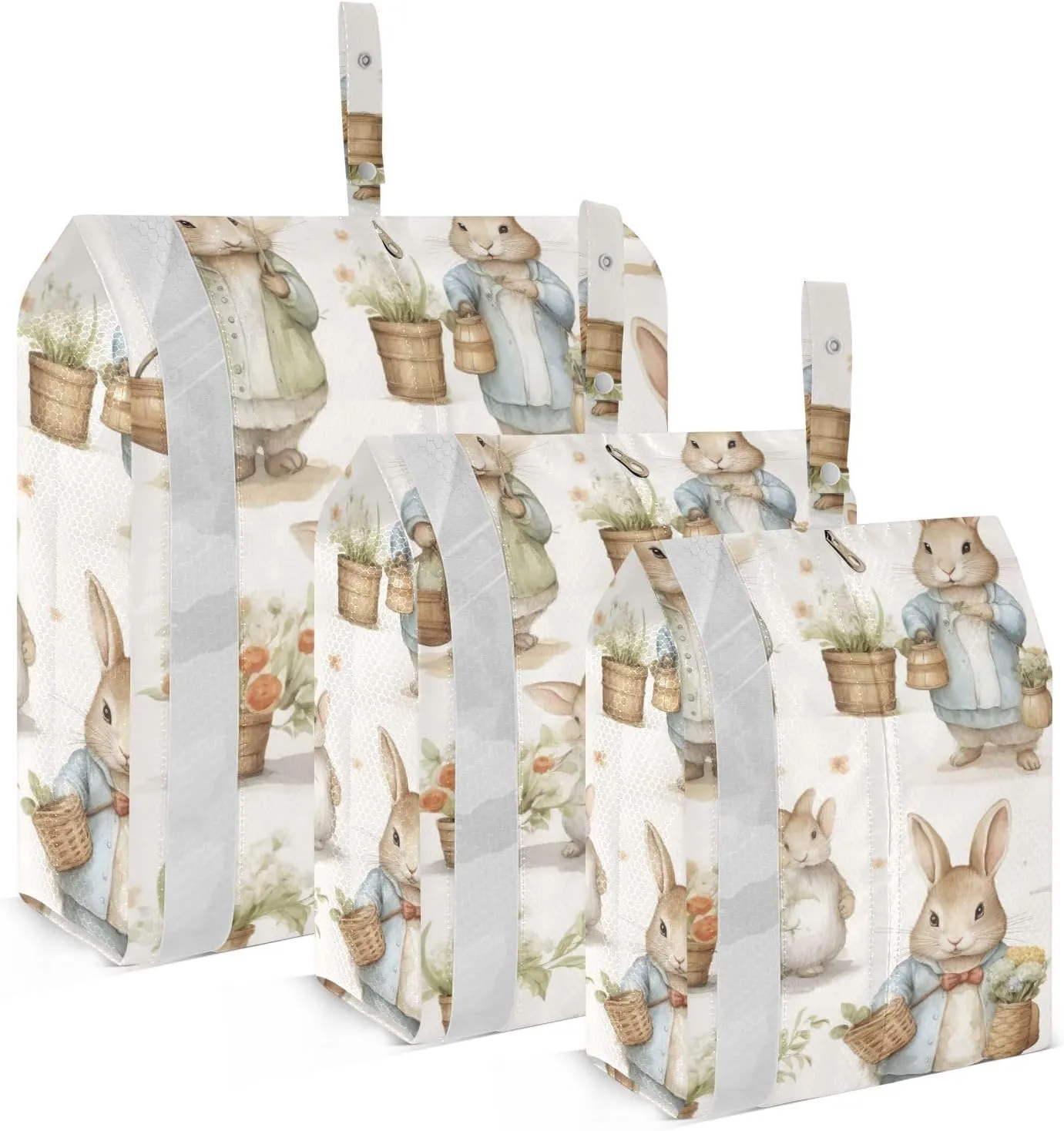SPRIPORT Easter Bunny Rabbit Eggs Flowers 3 Set Compression Packing Cubes for Travel Lightweight Luggage Organizer Bags for Carry on Suitcase Luggage Cubes for Woman Man Clothes Vacation