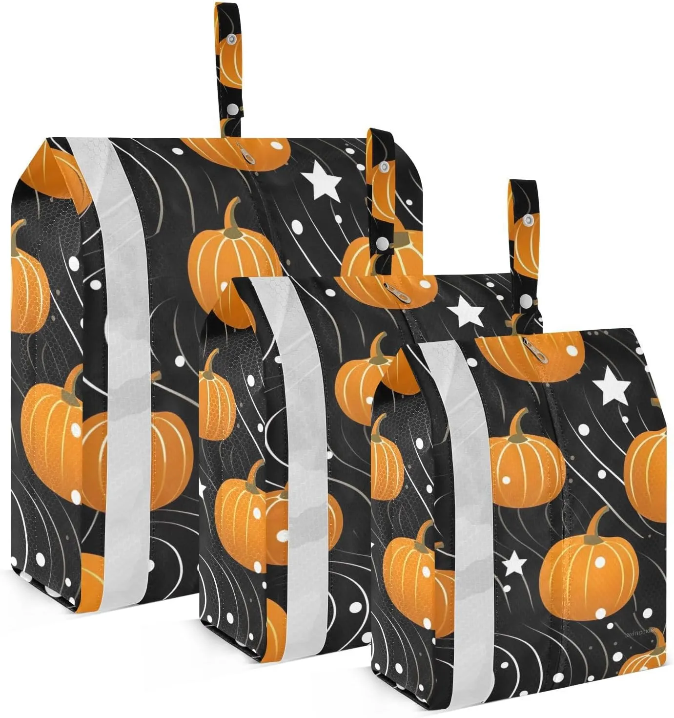 SPRIPORT Fall Pumpkins Stars Thanksgiving 3 Set Compression Packing Cubes for Travel Lightweight Luggage Organizer Bags for Carry on Suitcase Travel Storage Bags for Woman Man Clothes Vacation
