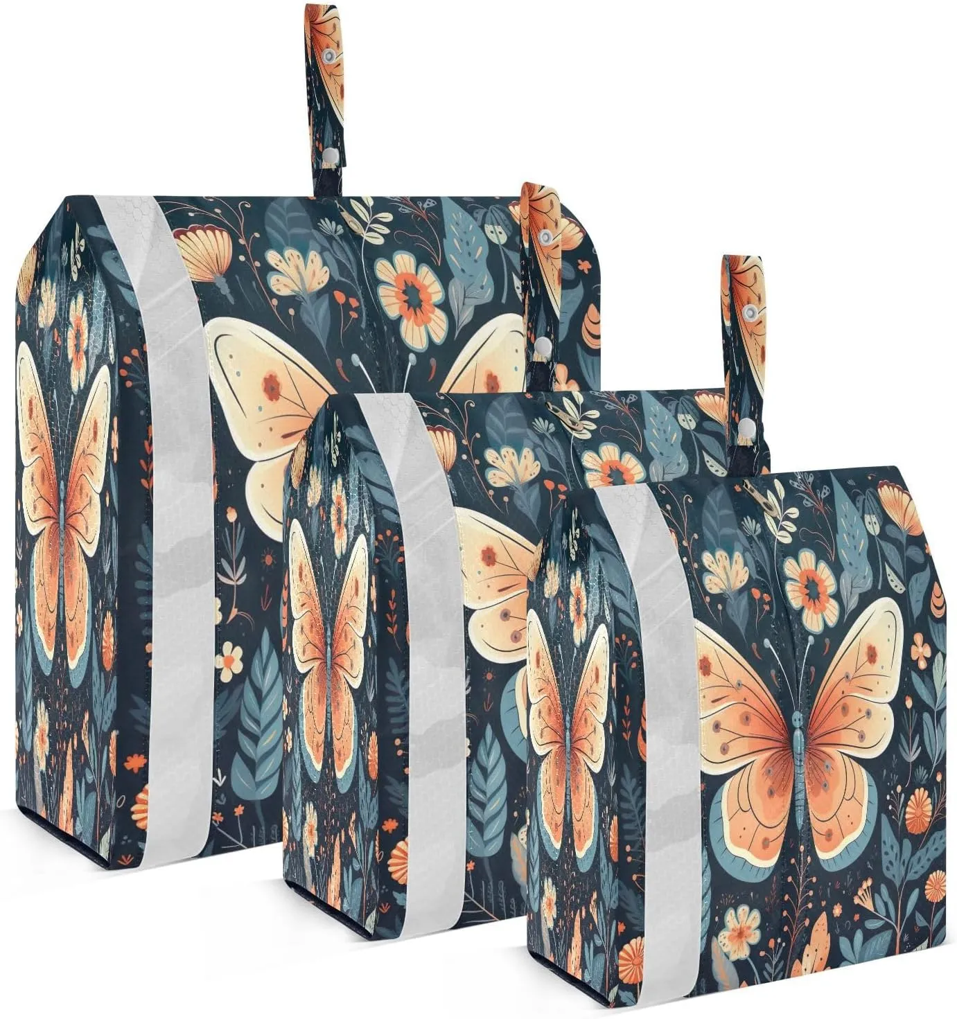 SPRIPORT Floral Butterfly Flowers 3 Set Compression Packing Cubes for Travel Lightweight Luggage Organizer Bags for Carry on Suitcase Travel Cubes for Man Woman Vacation Clothes