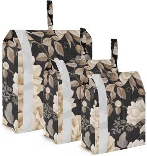 SPRIPORT Floral Flowers Black 3 Set Compression Packing Cubes for Travel Lightweight Luggage Organizer Bags for Carry on Suitcase Luggage Cubes for Vacation Man Woman Clothes